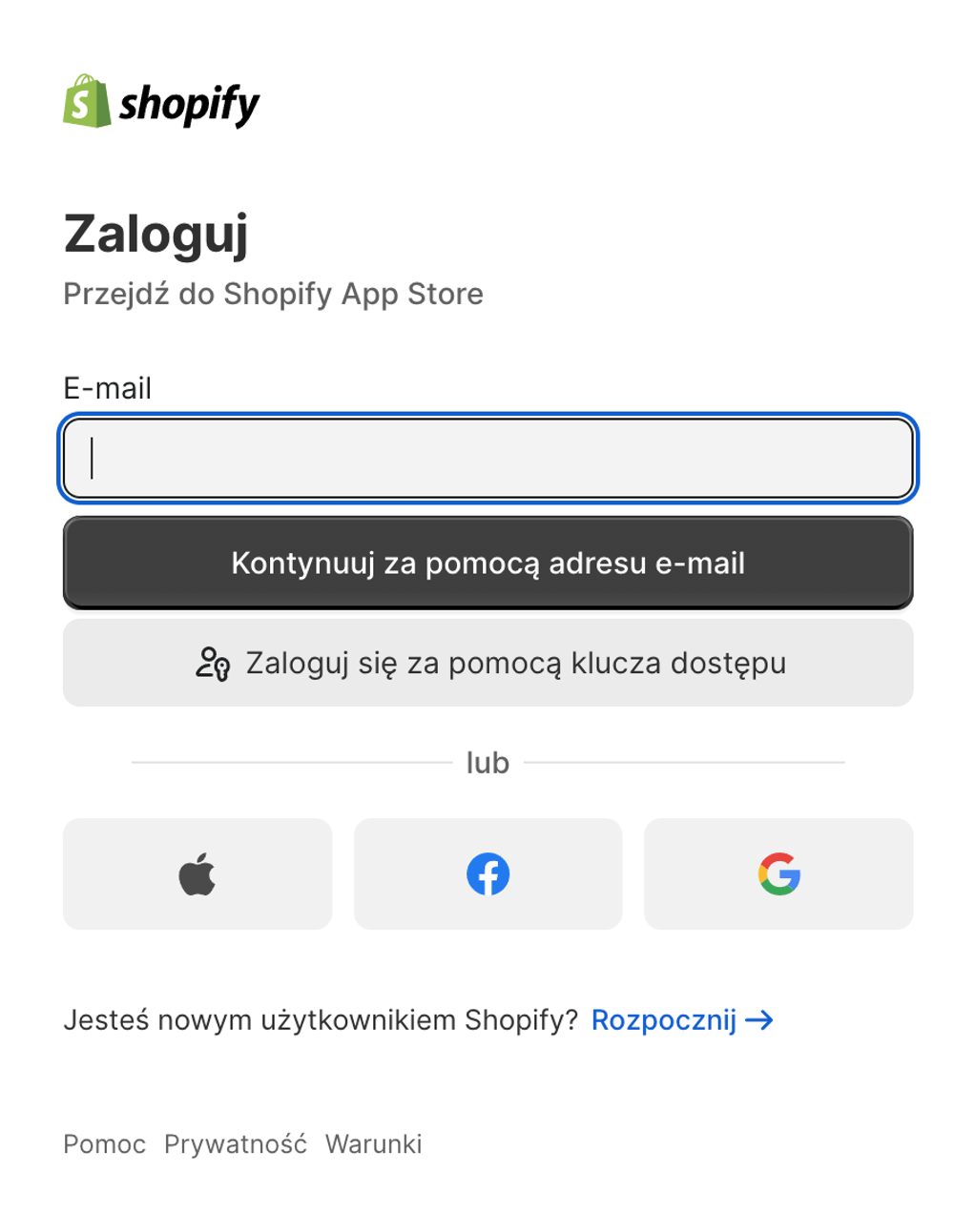 Logowanie do shopify płatności od mBanku