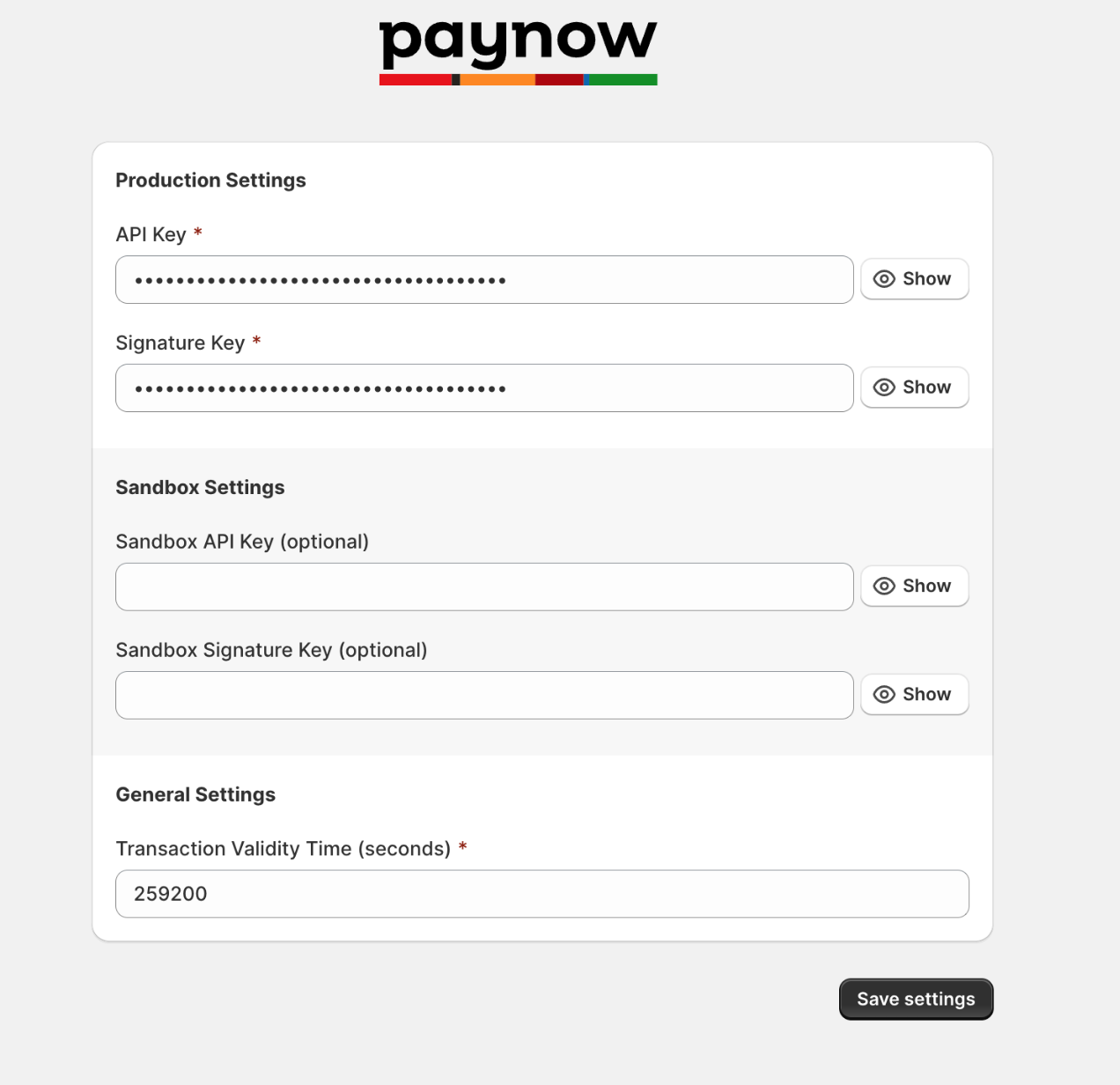 Klucze API do bramki płatniczej Paynow Shopify
