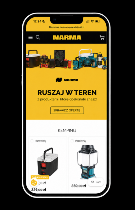 Screenshot_3 Narma – widok mobilny sklepu w ramce telefonu