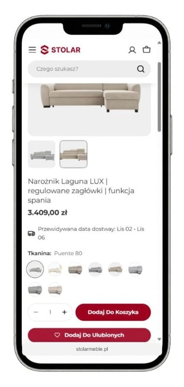 Stolar Meble – wybór tkaniny na telefonie Stolar Meble – wybór tkaniny na telefonie